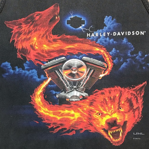 Harley-Davidson Motorcycles Columbia Missouri 1995 Vintage Wolf Pack Tank Top L - Picture 3 of 11